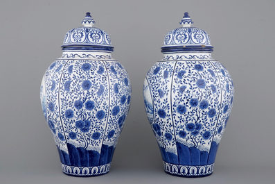 A massive pair of Brussels faience vases, dated 1861 and signed